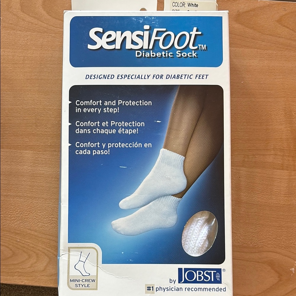 Jobst SensiFoot Diabetic Socks - White mini crew size small
